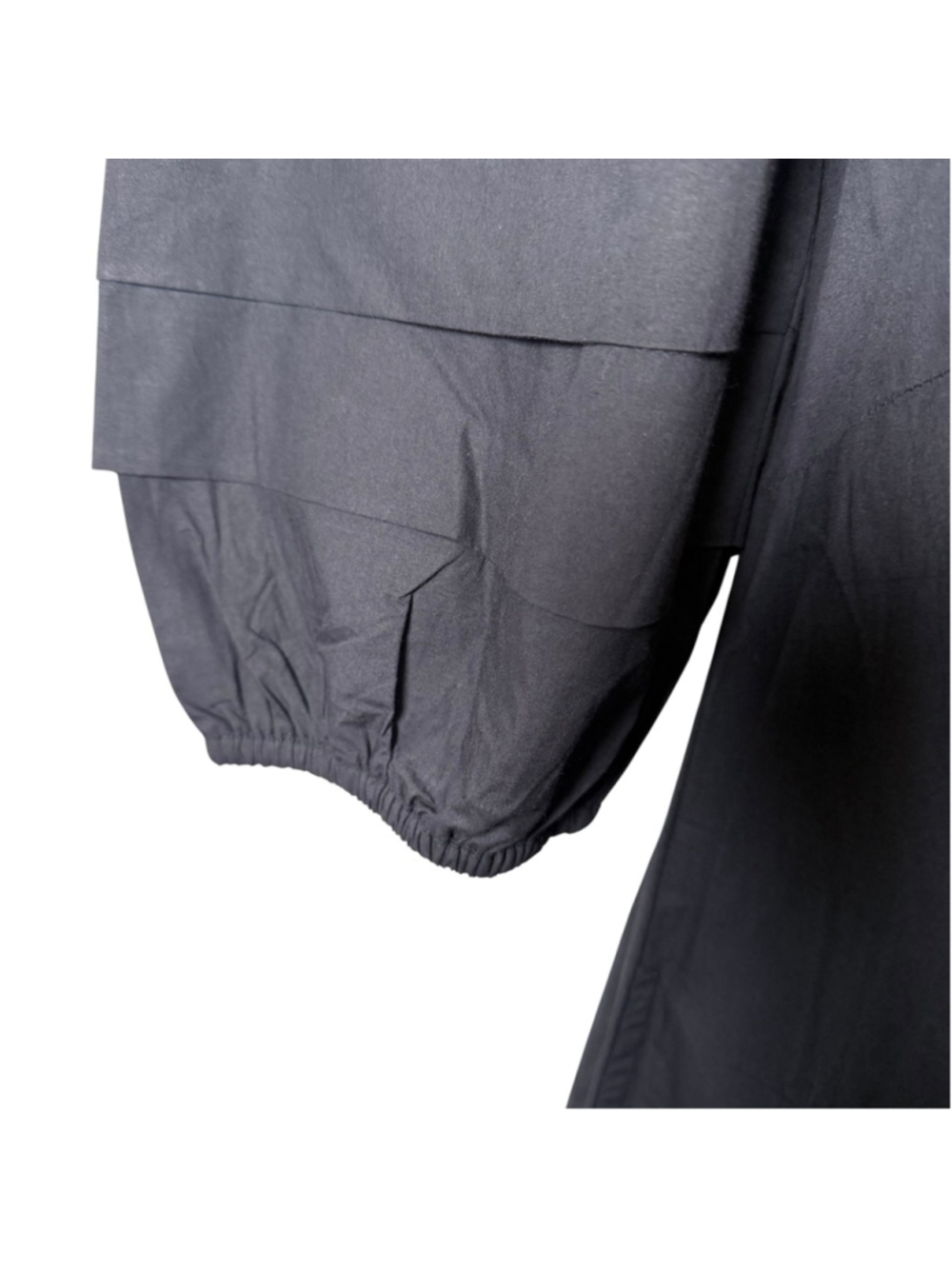 OLIVIA JAMES The Label Georgia Black Cotton Poplin V-Neck Puff Sleeve Midi Dress - Picture 9 of 11